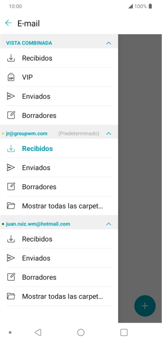 Pulsa Recibidos bajo la cuenta de correo electrónico deseada.