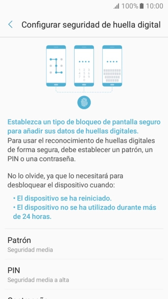 Pulsa el código de seguridad deseado y sigue las indicaciones de la pantalla para crear un código de seguridad del teléfono adicional.