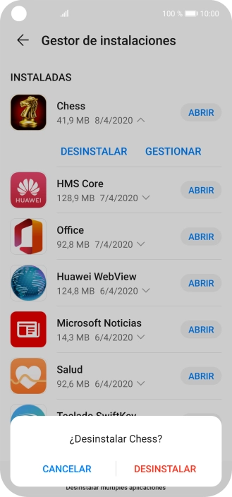 Pulsa DESINSTALAR.