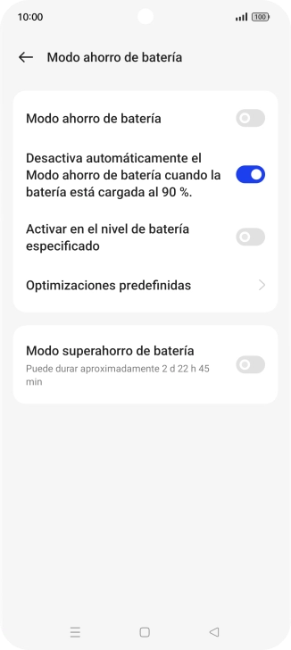 Pulsa el indicador junto al ajuste deseado para activar la función.