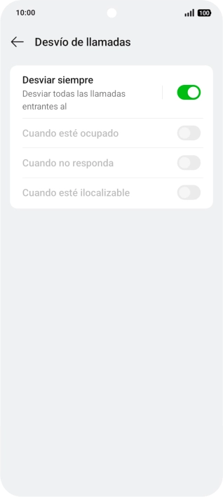 Pulsa el indicador  junto al tipo de desvío deseado.
