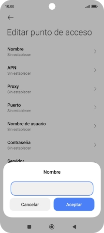 Introduce Vodafone Internet y pulsa Aceptar.