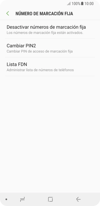 Pulsa Desactivar números de marcación fija para desactivar la marcación fija.