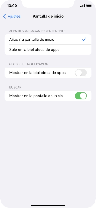 Para añadir nuevas apps descargadas a la pantalla de inicio y a la biblioteca de apps, pulsa Añadir a pantalla de inicio.