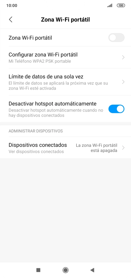 Pulsa Configurar zona Wi-Fi portátil.