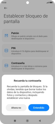 Pulsa Entendido y sigue las indicaciones de la pantalla para crear un código de seguridad del teléfono adicional.