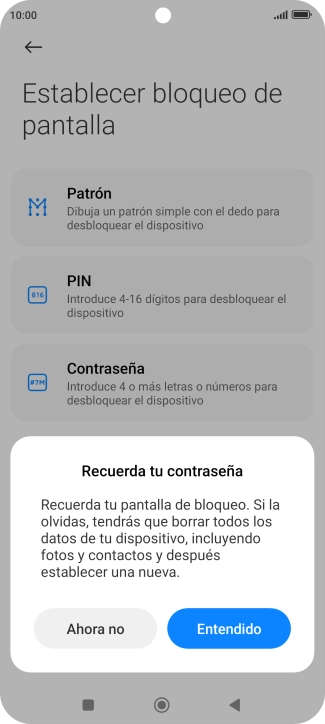 Pulsa Entendido y sigue las indicaciones de la pantalla para crear un código de seguridad del teléfono adicional.