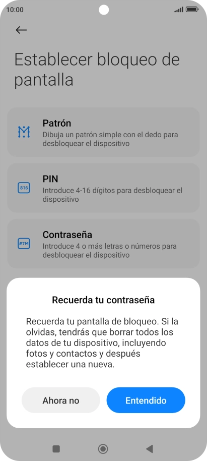 Pulsa Entendido y sigue las indicaciones de la pantalla para crear un código de seguridad del teléfono adicional.