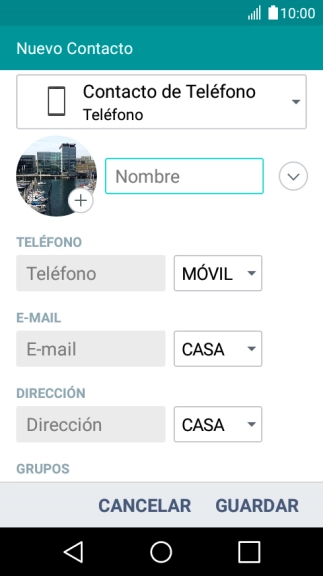 Pulsa Nombre e introduce el nombre.
