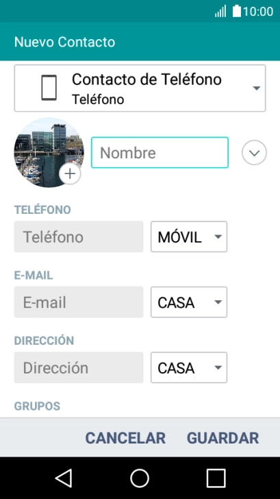 Pulsa Nombre e introduce el nombre.