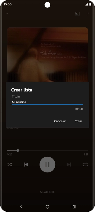 Introduce el nombre deseado de la lista de reproducción y pulsa Crear.