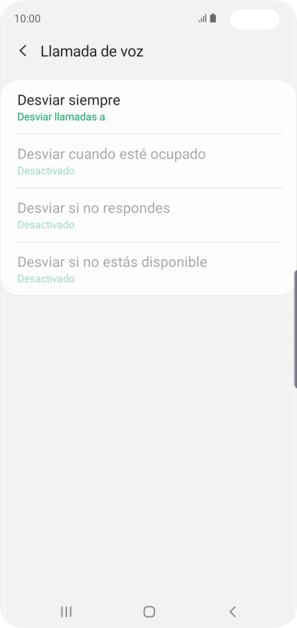 Pulsa el tipo de desvío deseado.