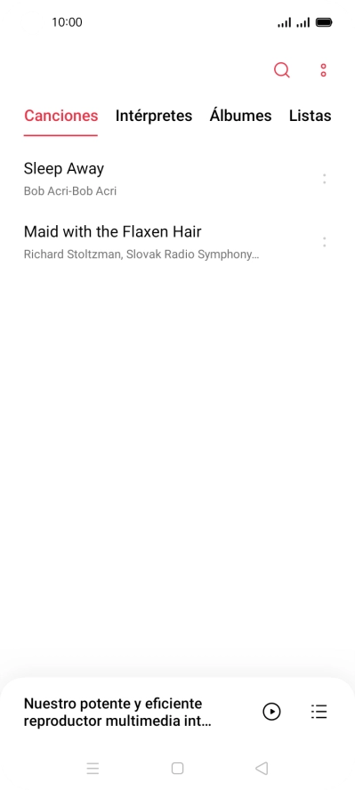 Pulsa una categoría y desplázate al archivo de música deseado.