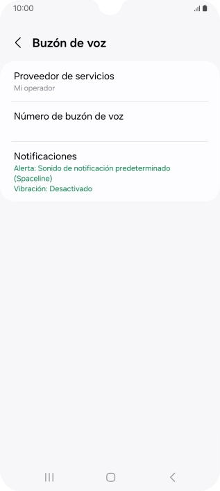 Pulsa Número de buzón de voz.