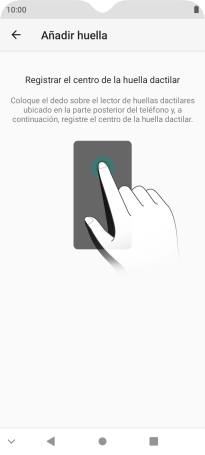 Sigue las indicaciones de la pantalla para crear una huella digital como código de seguridad.