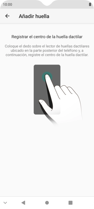 Sigue las indicaciones de la pantalla para crear una huella digital como código de seguridad.