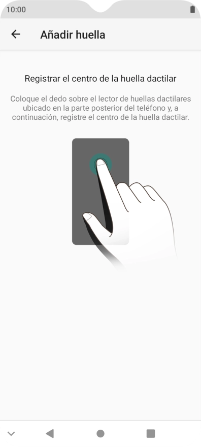 Sigue las indicaciones de la pantalla para crear una huella digital como código de seguridad.