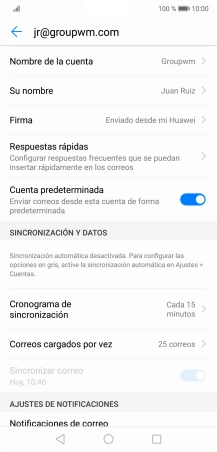 Pulsa Nombre de la cuenta e introduce el nombre de la cuenta de correo electrónico.