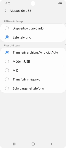 Pulsa Transferir archivos/Android Auto.
