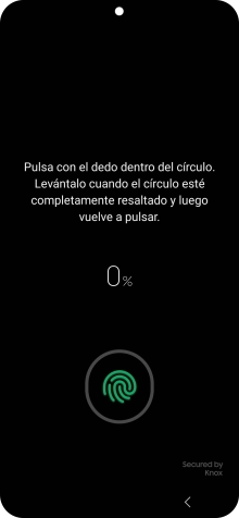 Sigue las indicaciones de la pantalla para crear una huella digital como código de seguridad.