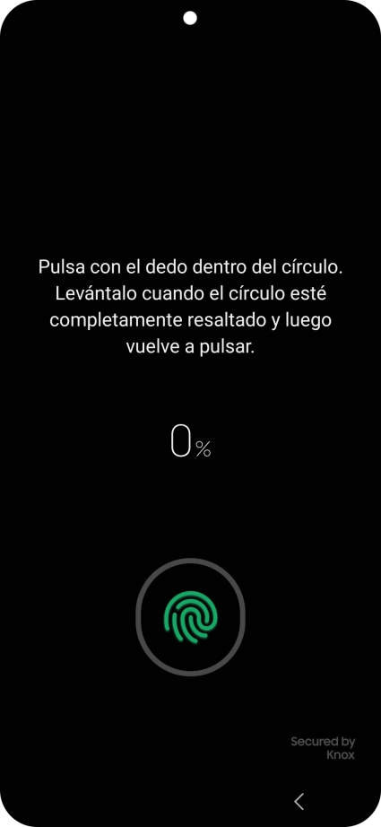 Sigue las indicaciones de la pantalla para crear una huella digital como código de seguridad.