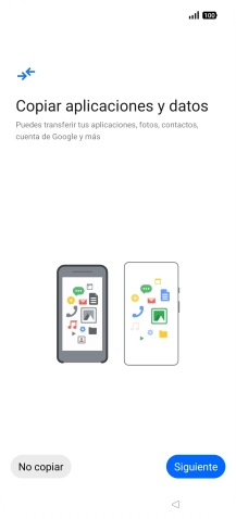 Puedes transferir el contenido de otro teléfono cuando activas tu teléfono por primera vez y cuando lo has restablecido. Cuando aparezca en la pantalla del teléfono esta imagen, ya está listo para la transmisión del contenido del otro teléfono.