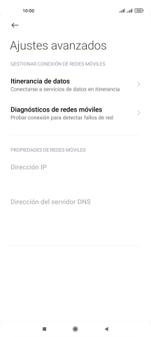 Pulsa Itinerancia de datos.