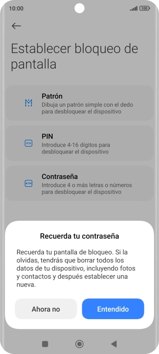 Pulsa Entendido y sigue las indicaciones de la pantalla para crear un código de seguridad del teléfono adicional.
