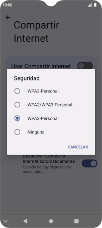 Pulsa WPA3-Personal para proteger la conexión wifi con una contraseña.