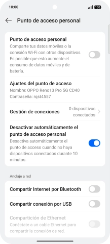 Pulsa Ajustes del punto de acceso.