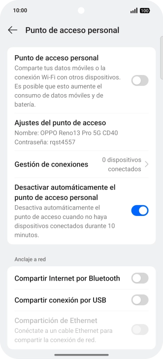 Pulsa Ajustes del punto de acceso.