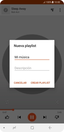 Introduce el nombre deseado de la lista de reproducción y pulsa CREAR PLAYLIST.