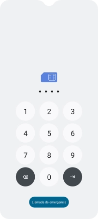 Si tu tarjeta SIM está bloqueada, introduce el código PIN y pulsa la flecha hacia la derecha.