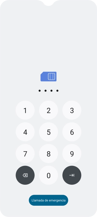 Si tu tarjeta SIM está bloqueada, introduce el código PIN y pulsa la flecha hacia la derecha.