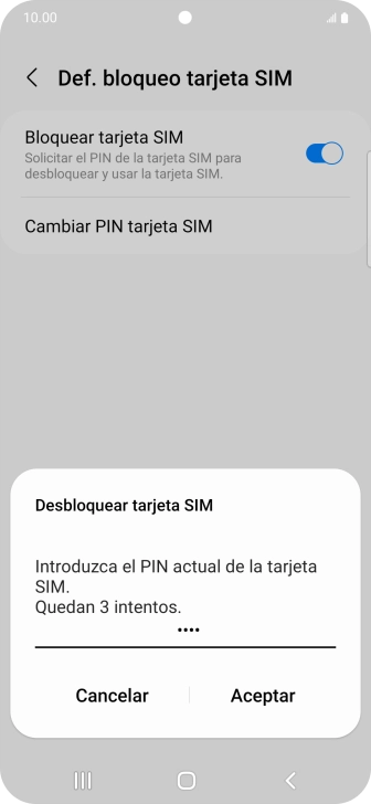 Introduce tu código PIN y pulsa Aceptar.