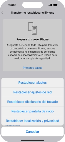 Pulsa Restablecer ajustes de red.
