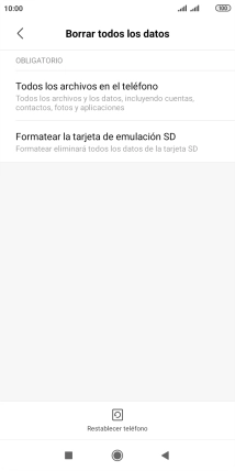 Pulsa Restablecer teléfono.