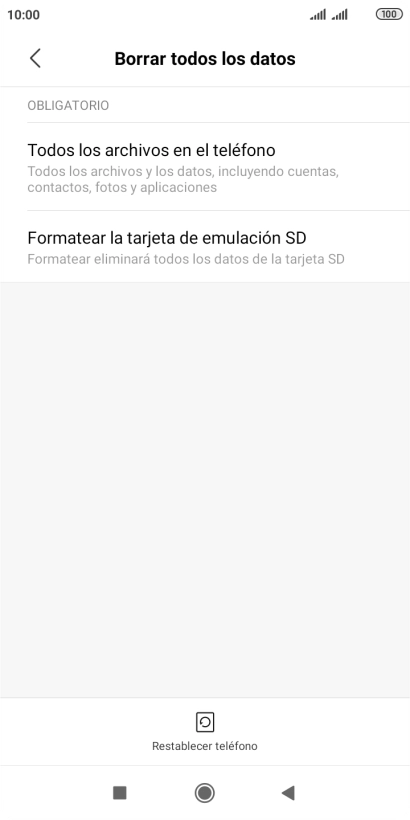 Pulsa Restablecer teléfono.