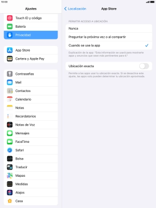 Pulsa el ajuste deseado para activar o desactivar la función.
