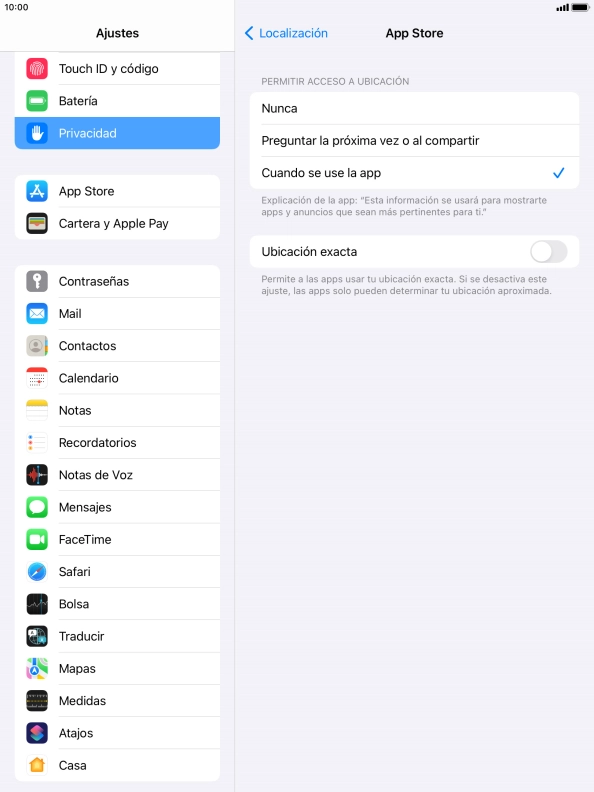 Pulsa el ajuste deseado para activar o desactivar la función.