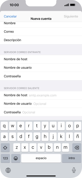 Pulsa Nombre de host e introduce smtp.vodafone.es.
