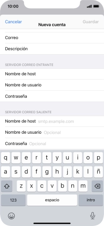 Pulsa Nombre de host e introduce smtp.vodafone.es.