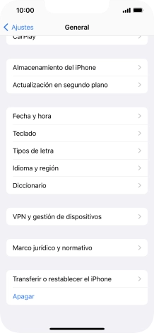 Pulsa Transferir o restablecer el iPhone.