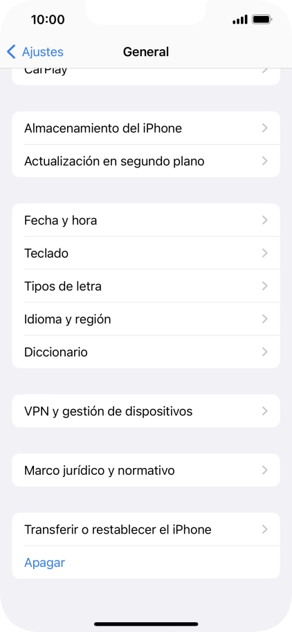 Pulsa Transferir o restablecer el iPhone.