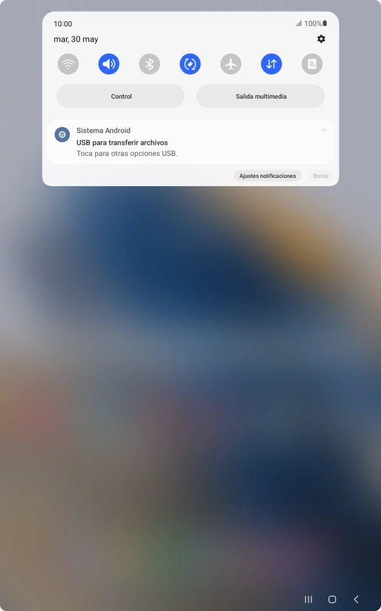 Pulsa Toca para otras opciones USB..