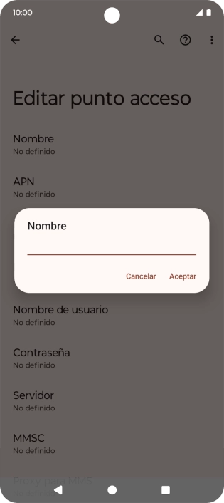 Introduce Vodafone Internet y pulsa Aceptar.