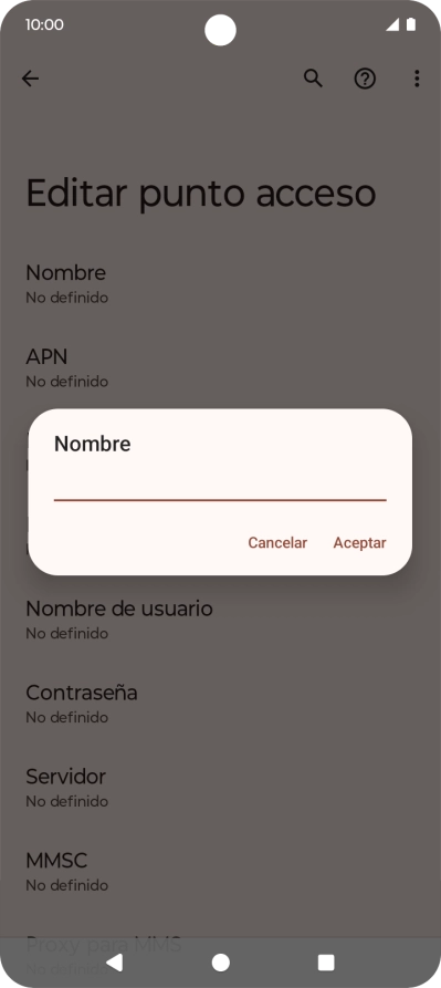 Introduce Vodafone Internet y pulsa Aceptar.