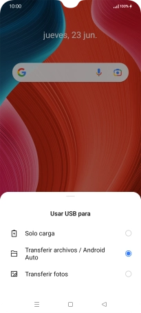 Pulsa Transferir archivos / Android Auto.