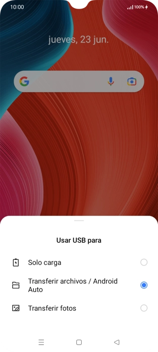 Pulsa Transferir archivos / Android Auto.