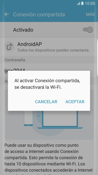Si la función de wifi está activada, pulsa ACEPTAR.